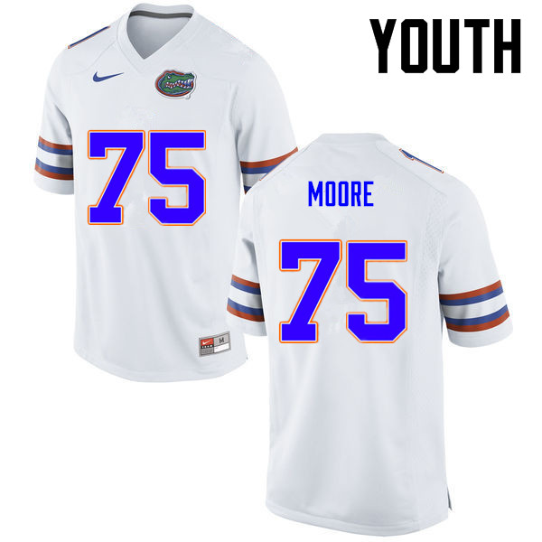 Youth Florida Gators #75 TJ Moore College Football Jerseys-White